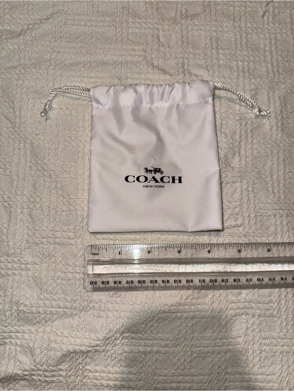 Coach White Drawstring Pouch with Logo